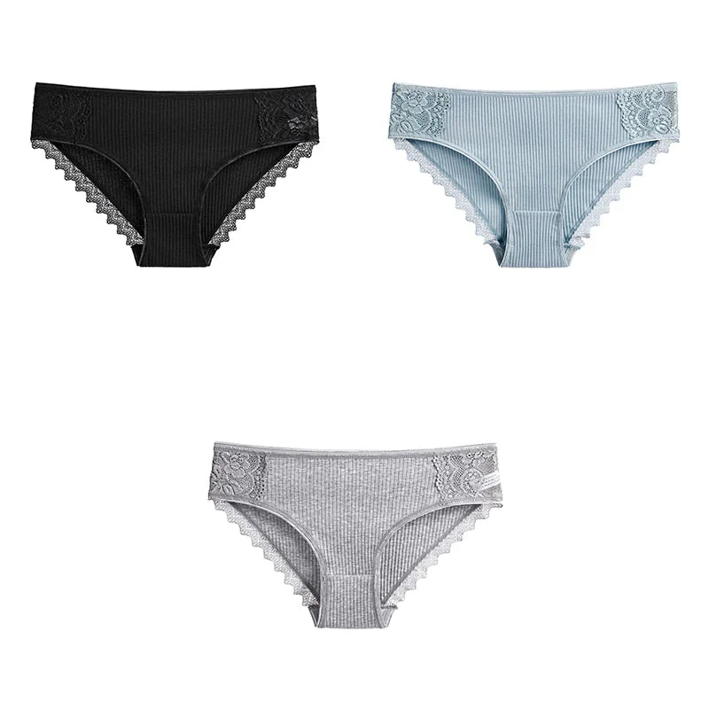3 Pcs Cotton Women's Panties Lace Underwear High Quality Soft Breathable Female Briefs Underwear For Woman Lingerie New BANNIROU - Image 5