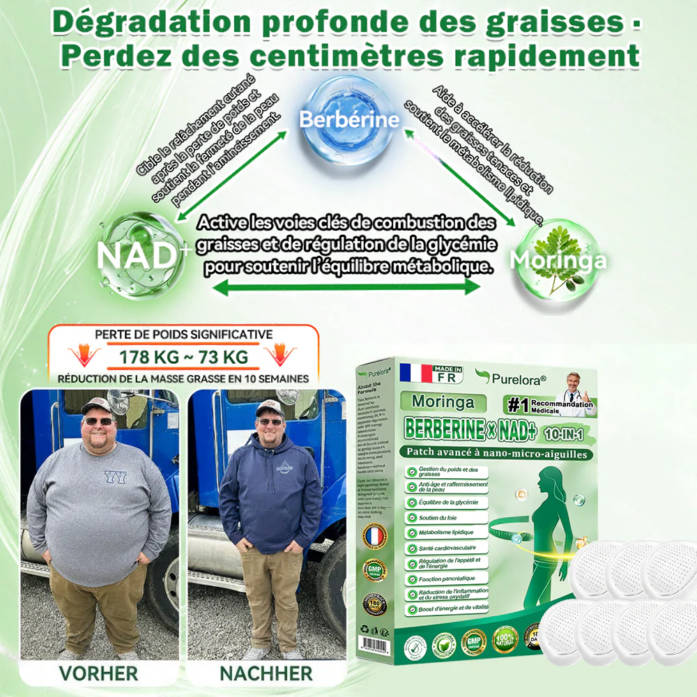 🇫🇷 Nouveauté 2026丨 Purelora® Moringa Berbérine x NAD+ Patch Nano-Microneedle 10-en-1 Une application par jour, changements visibles dès 7 jours. Pour accompagner la gestion du poids et le bien-être global. - Image 13