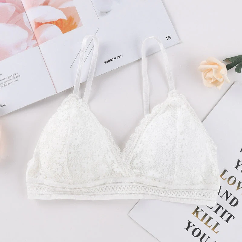 Women Lace Padded Bras Beauty Back Wrapped Chest Comfortable Wire Free Bras Lingerie - Image 5