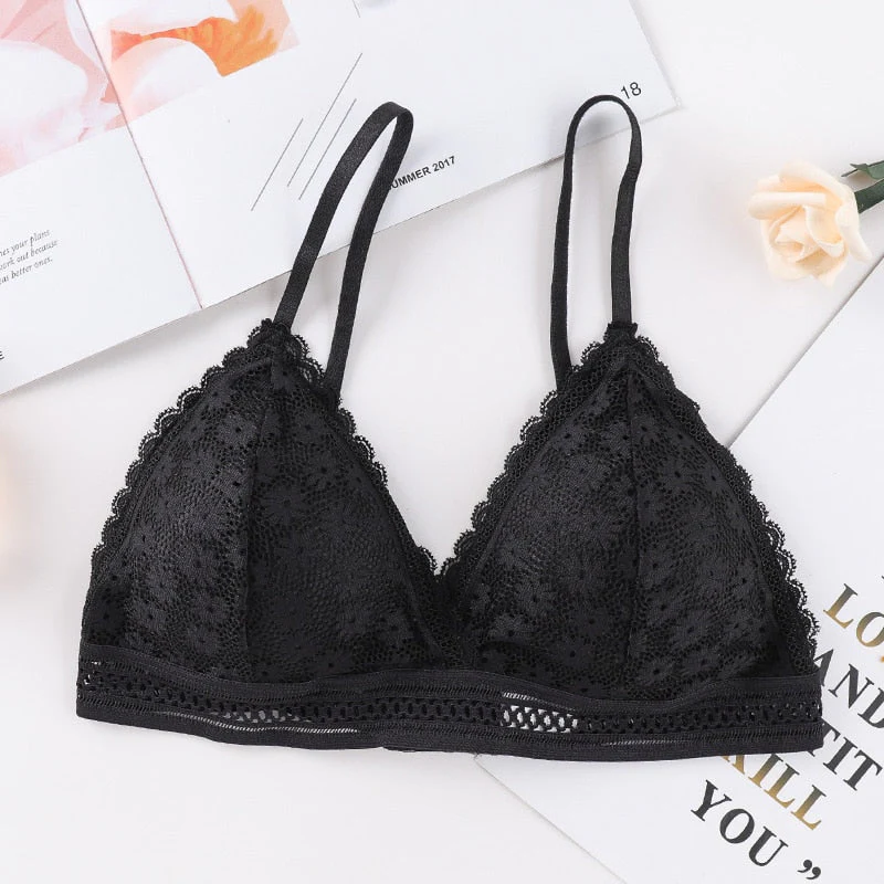 Women Lace Padded Bras Beauty Back Wrapped Chest Comfortable Wire Free Bras Lingerie - Image 8