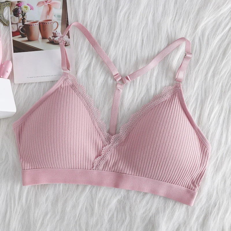 Women Push Up Bra Bralette Thin Shoulder Strap Underwear Fitness Lace Bras Tube Tops - Image 6
